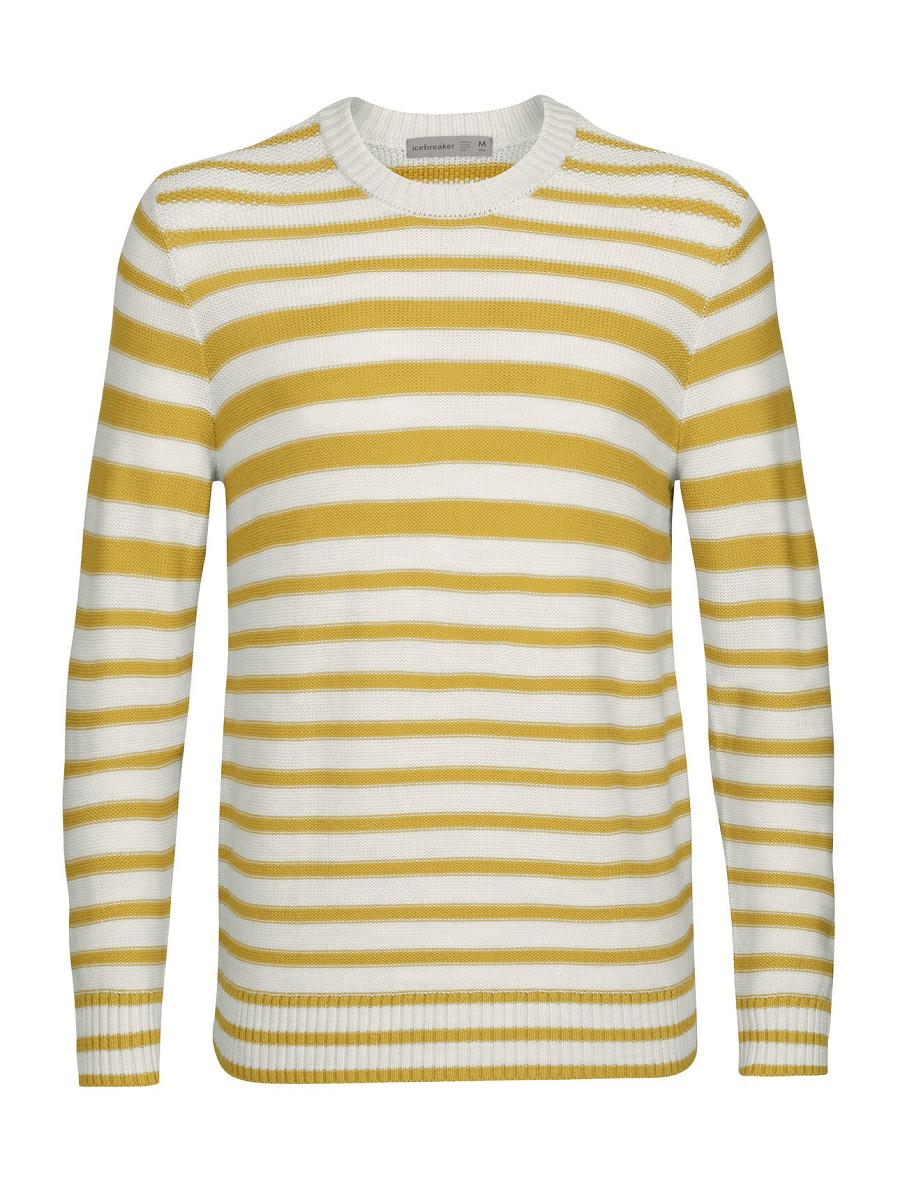 Ecru Heather / Silent Gold Men's Icebreaker Merino Waypoint Crewe Sweaters | USA 1223GSOL